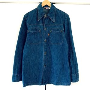 Levis Vintage Button Down Shirt 70s Collar Orange Tab USA Made Denim L/S Size M
